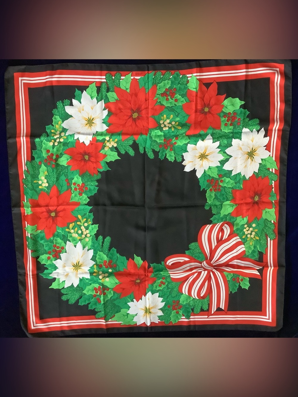 Avon Festive Poinsettia Holiday Scarf with Bow